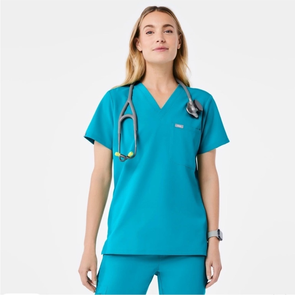 Figs Teal Caterina Scrub Top